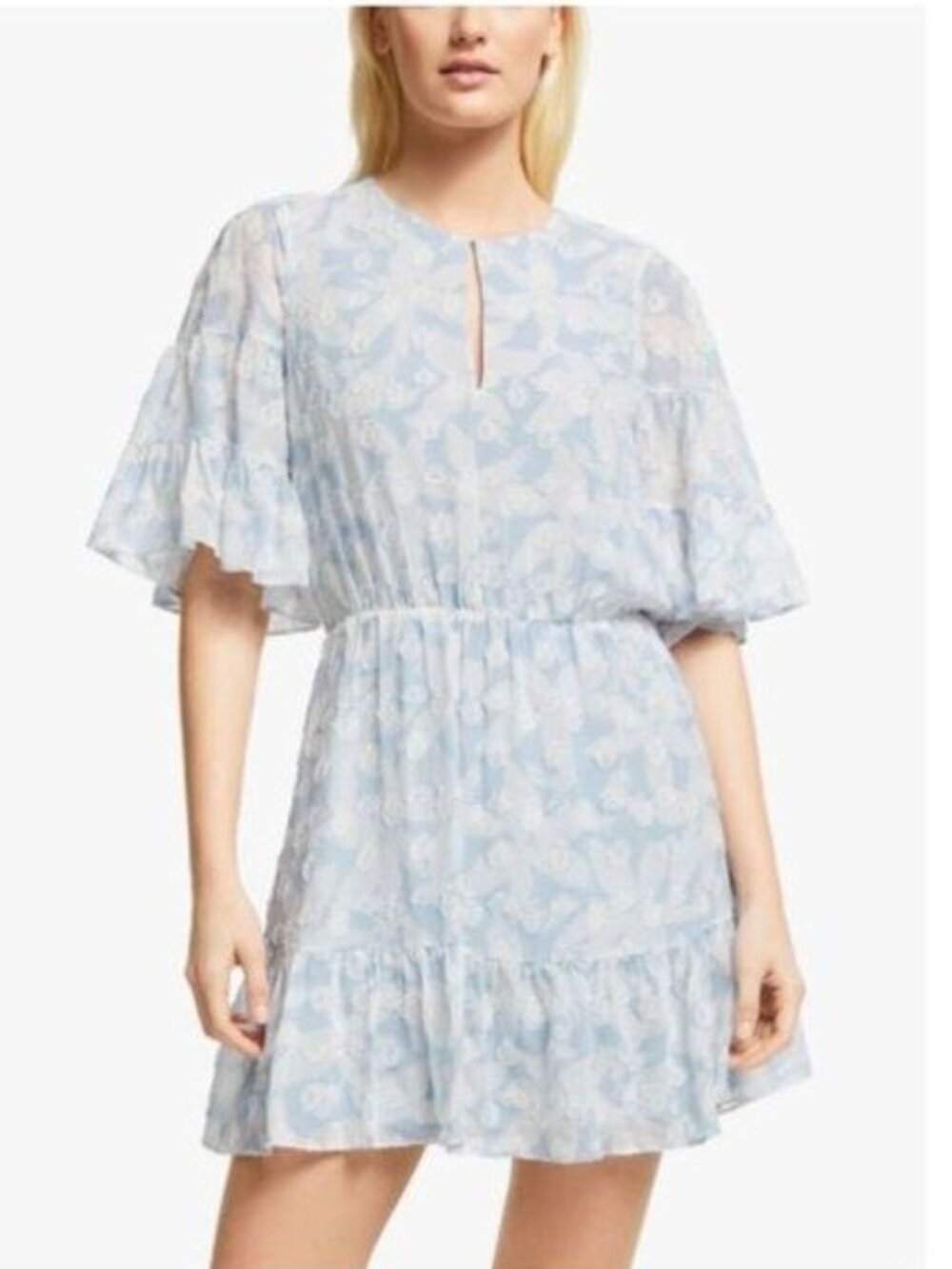 JOIE Teresa Silk-blend Embroidered Ruffled Mini Dress - XS